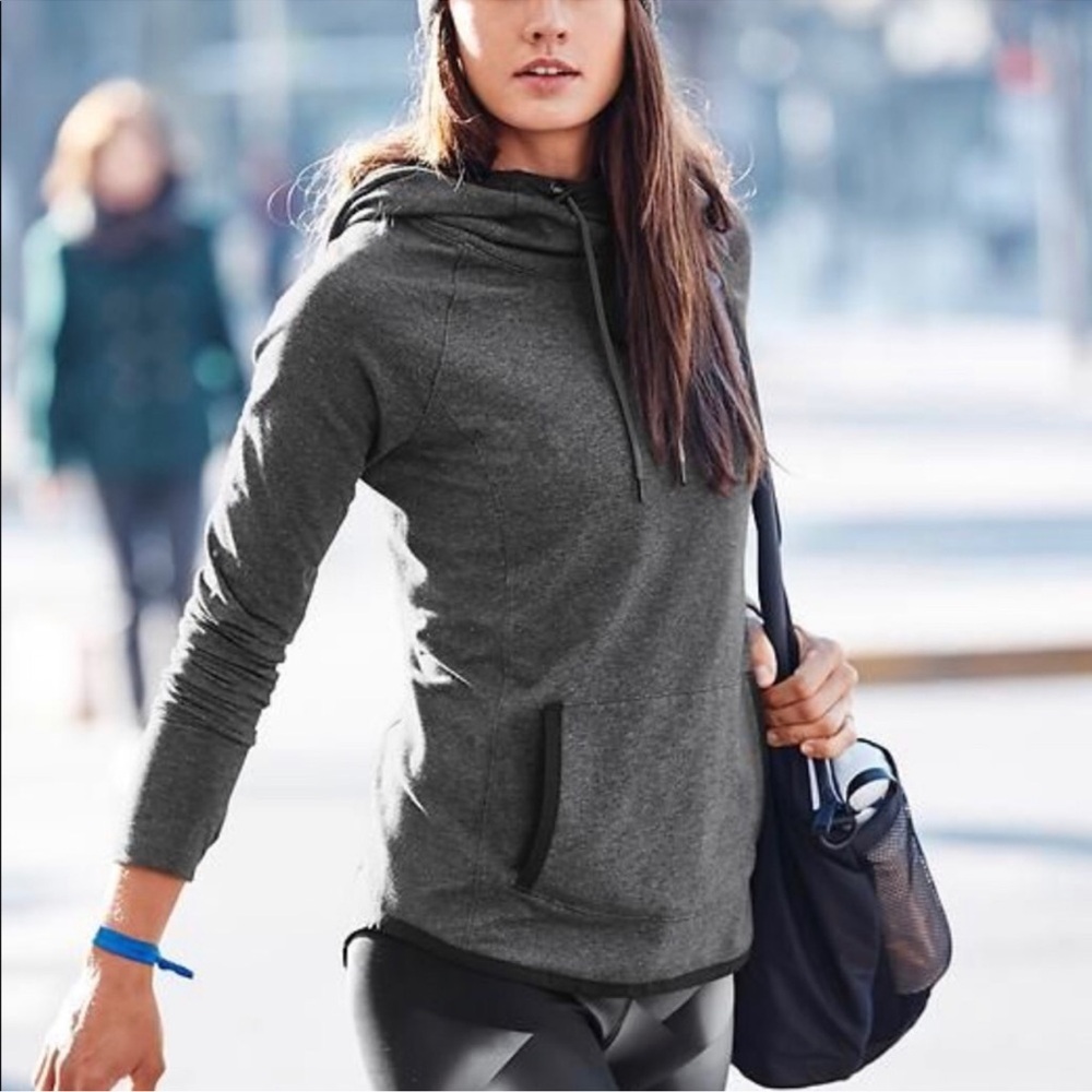 Athleta Sentry Stretch Performance Hoodie with Thumb Holes Dark Grey XS